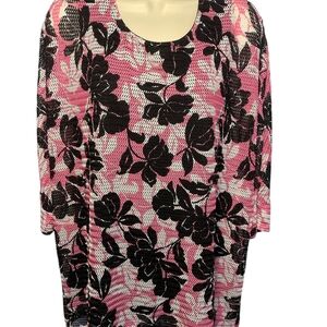 Christopher And Banks Floral Print Pink and Black Women's Tunic Top Sz Large